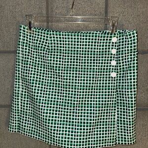 Tory Burch Green and White Mini Wrap Skorts